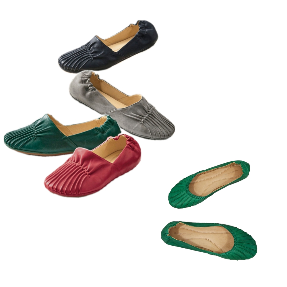 Chocolat Blu Green Flats Moccasin Style